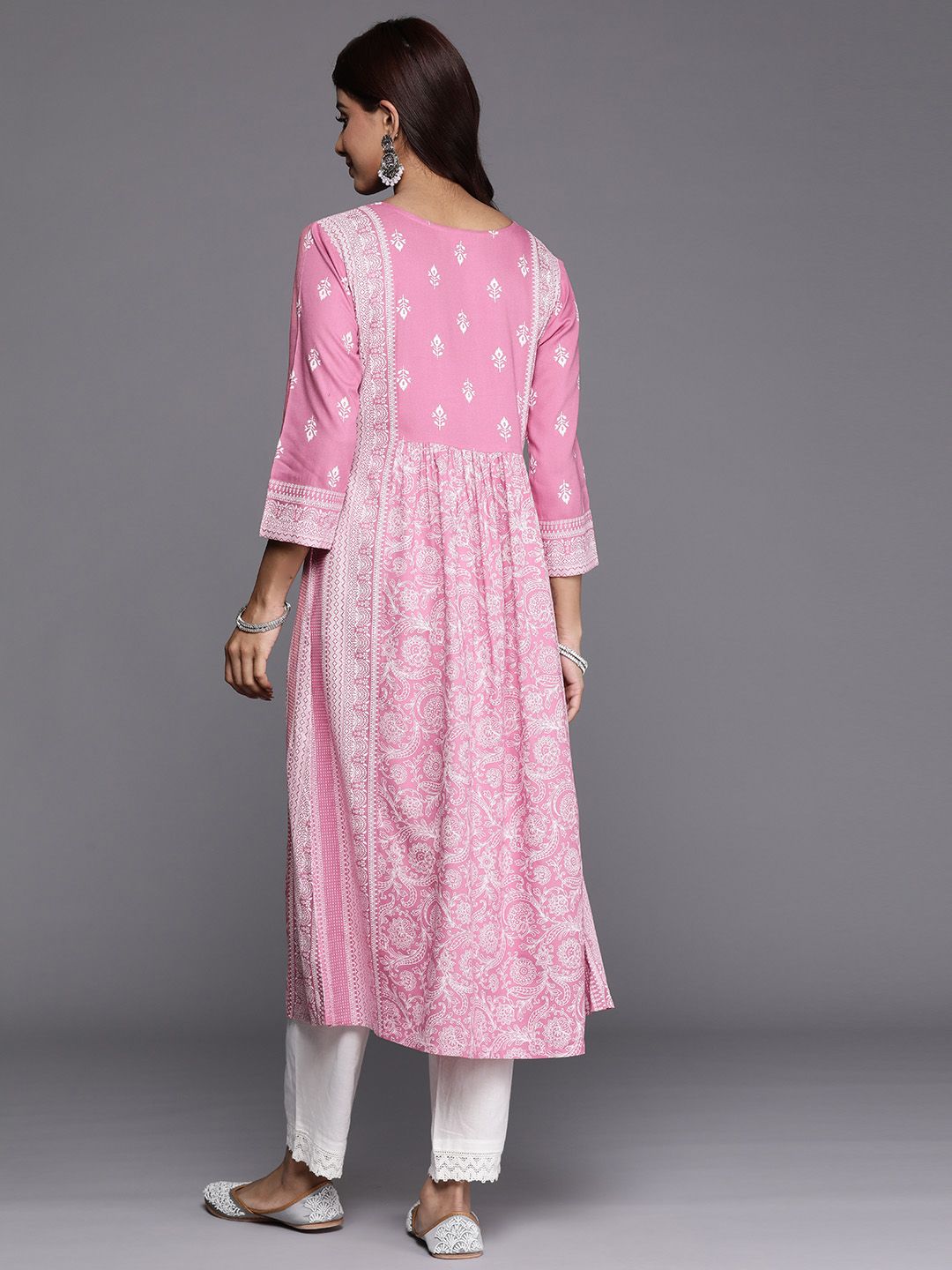 Indo Era Women Ethnic Motifs Printed Kantha Work Kurta