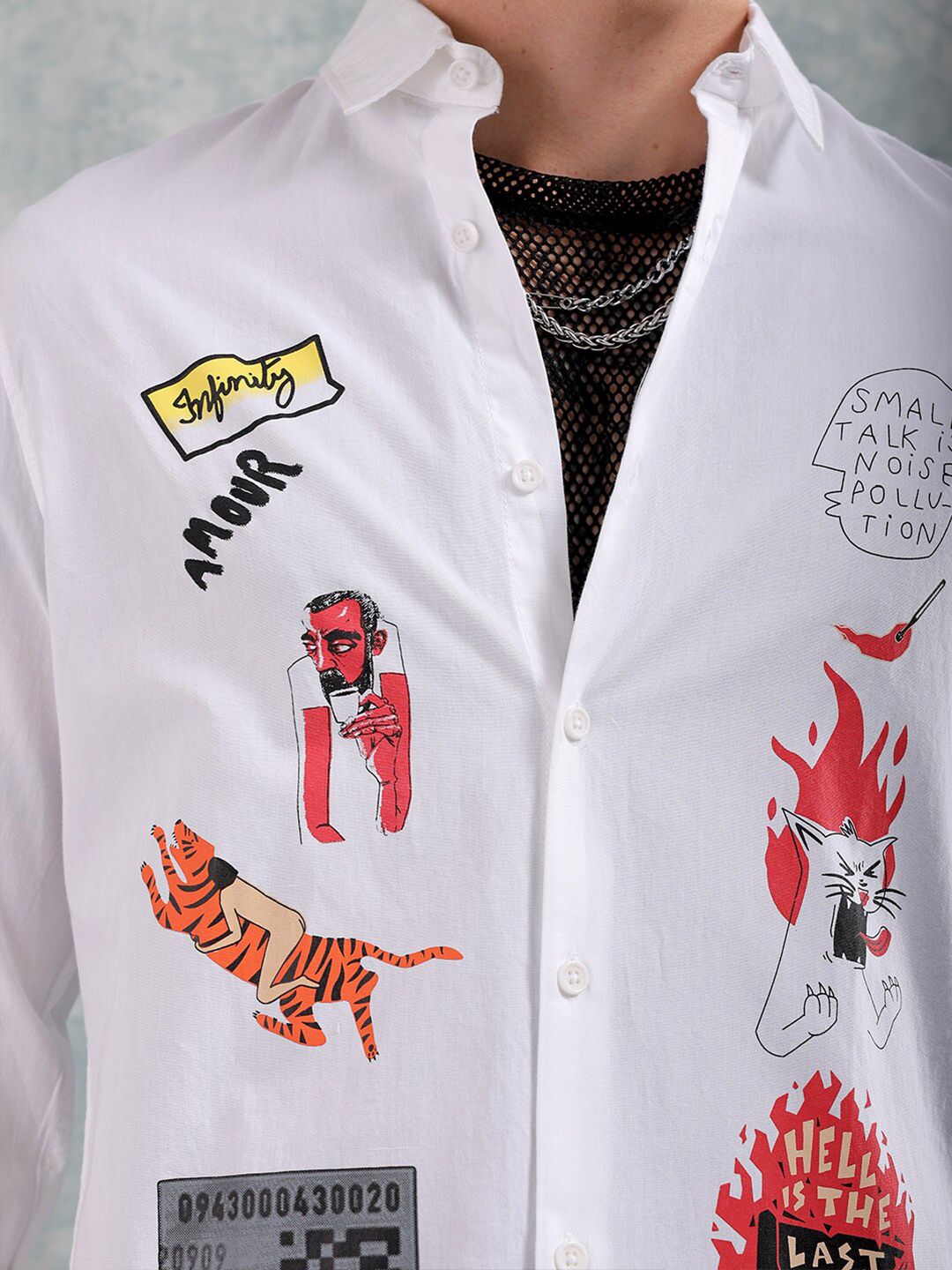 The Indian Garage Co Slim Fit Graphic Printed Cotton Shirt