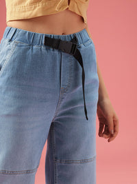 DressBerry Women Wide Leg High-Rise Light Fade Stretchable Jeans