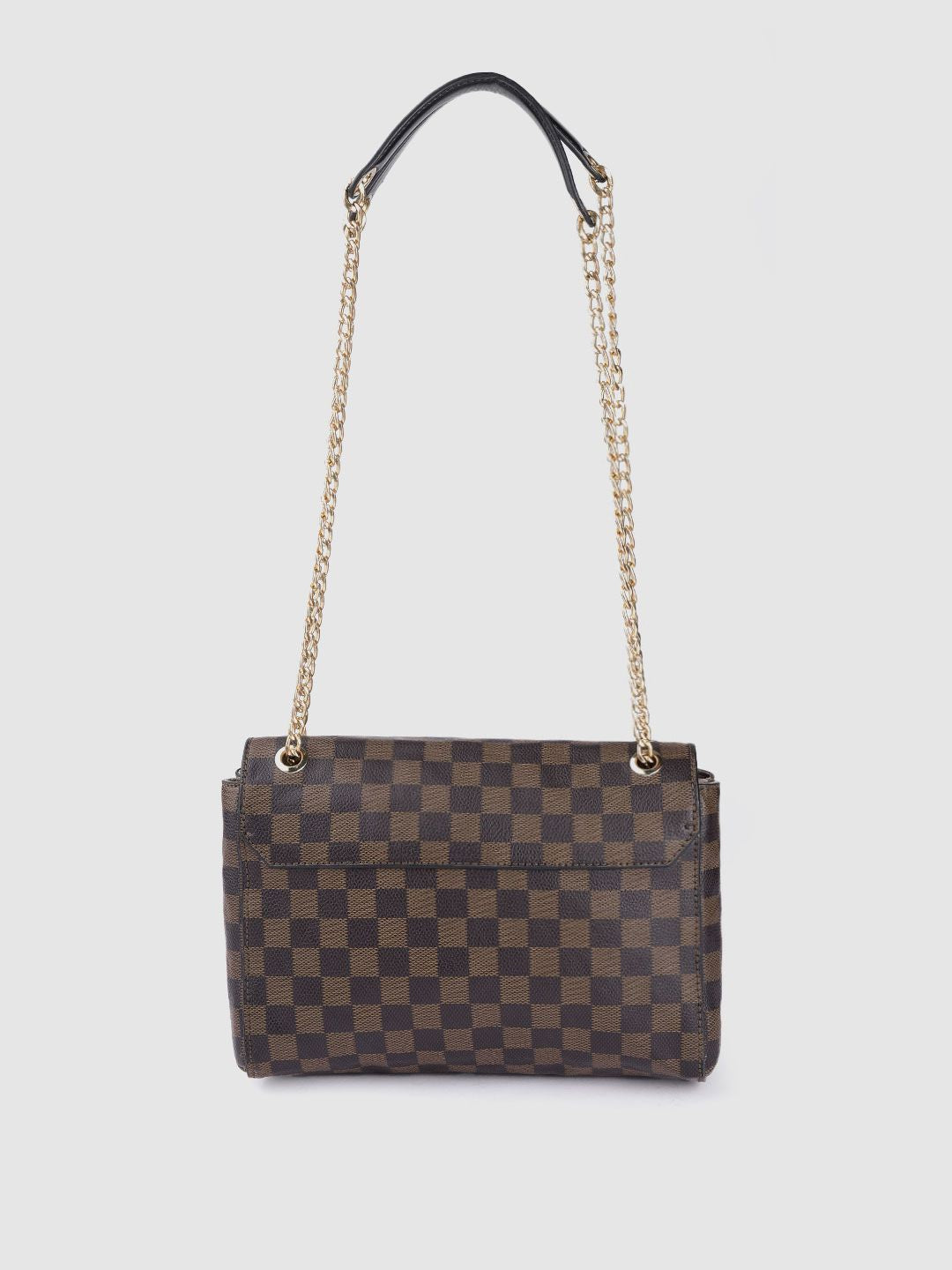 Berrylush Brown Checked Sling Bag
