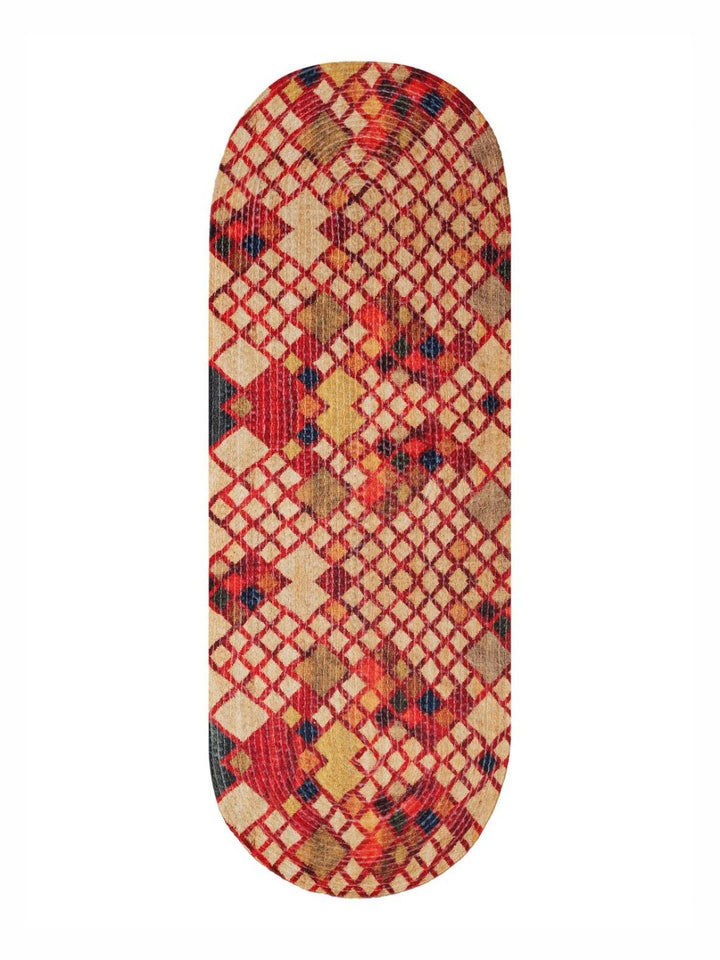 HOSTA HOMES Red & Brown Pure Cotton Printed Table Runner