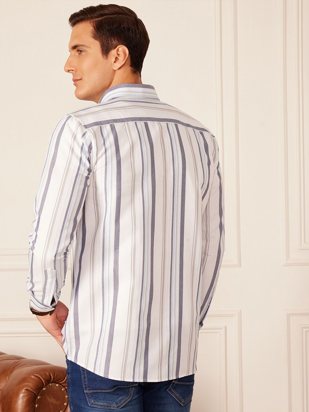 DENNISON Smart Striped Button-Down Collar Casual Shirt