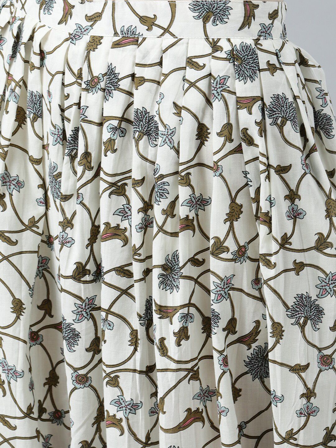 Libas Women White Floral Printed Pure Cotton Kurta with Salwar & With Dupatta