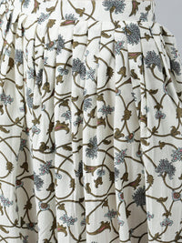 Libas Women White Floral Printed Pure Cotton Kurta with Salwar & With Dupatta