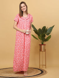 Sweet Dreams Women Floral Printed Pure Cotton Maxi Nightdress