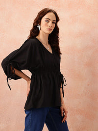 all about you Flared SleeveTie Up Detail Wrap Top