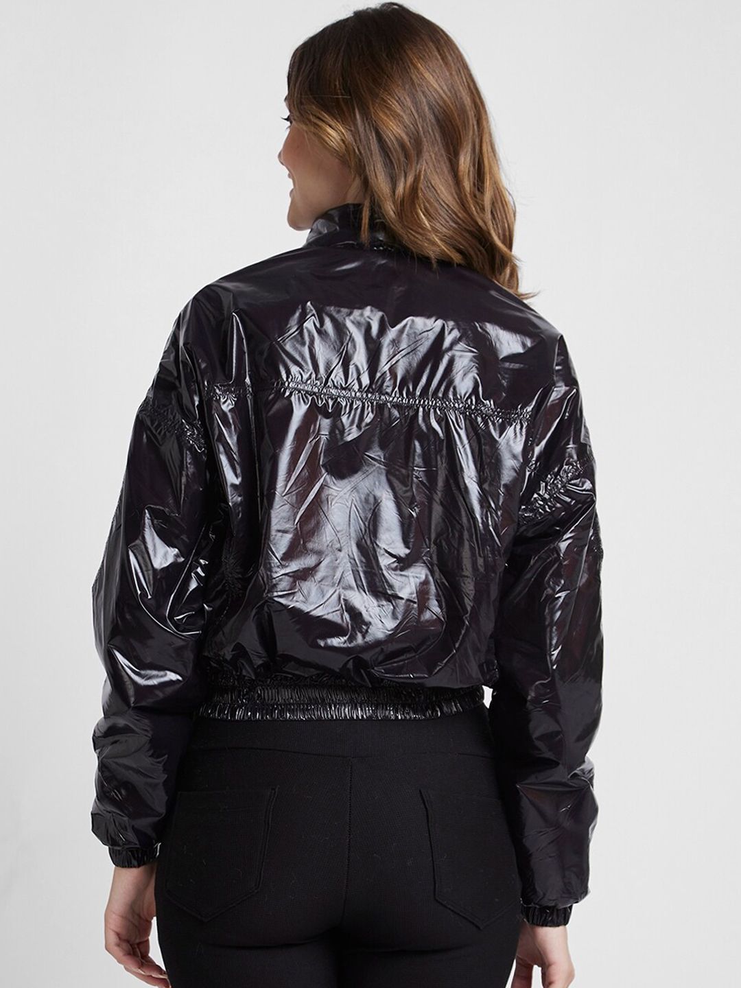 SPYKAR Mock Collar Reversible Bomber Jacket With Faux Fur Trim