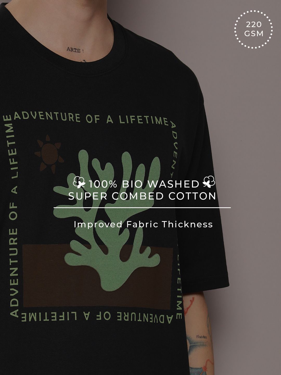 DILLINGER Men Graphic Printed Embossed Oversized T-shirt