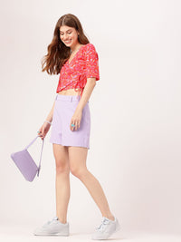 DressBerry Abstract Wrap Style Crop Top