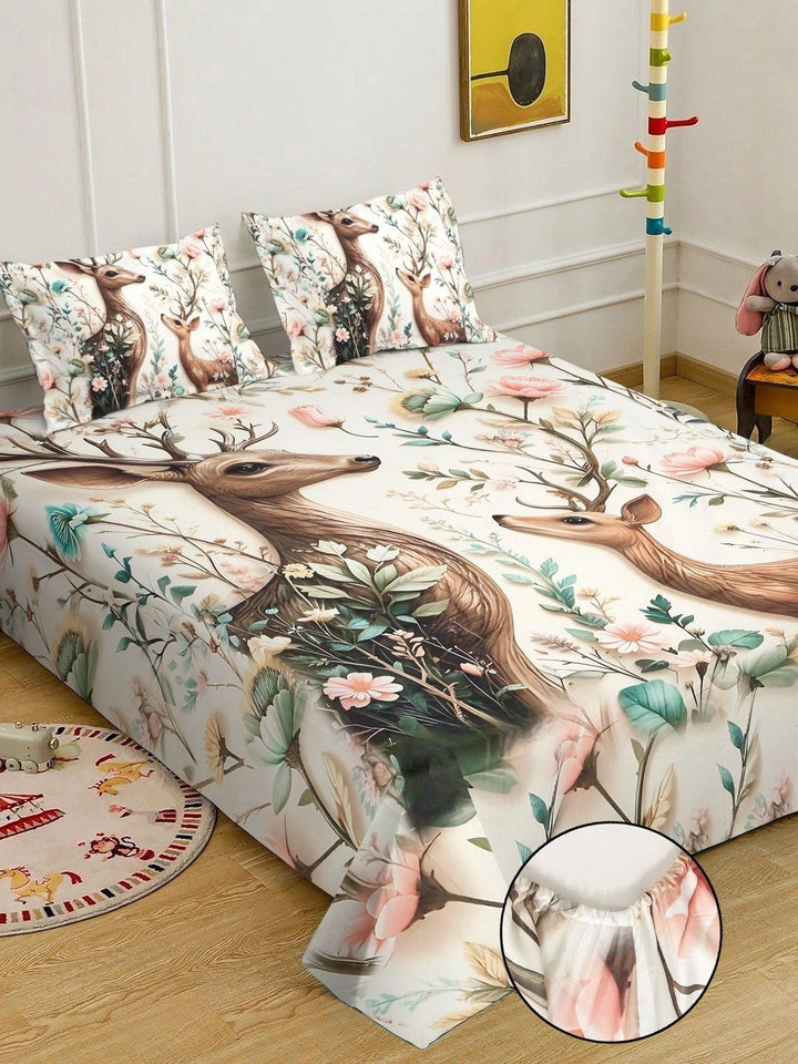Myntra Elegant Homes Cream-Coloured 400 TC King Bedsheet with 2 Pillow Covers