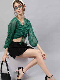 STREET 9 Green Chiffon Printed Top