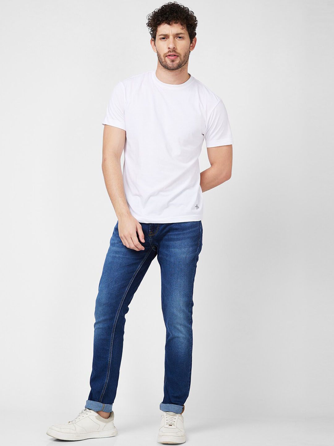SPYKAR Men Slim Fit Low-Rise Light Fade Cotton Jeans