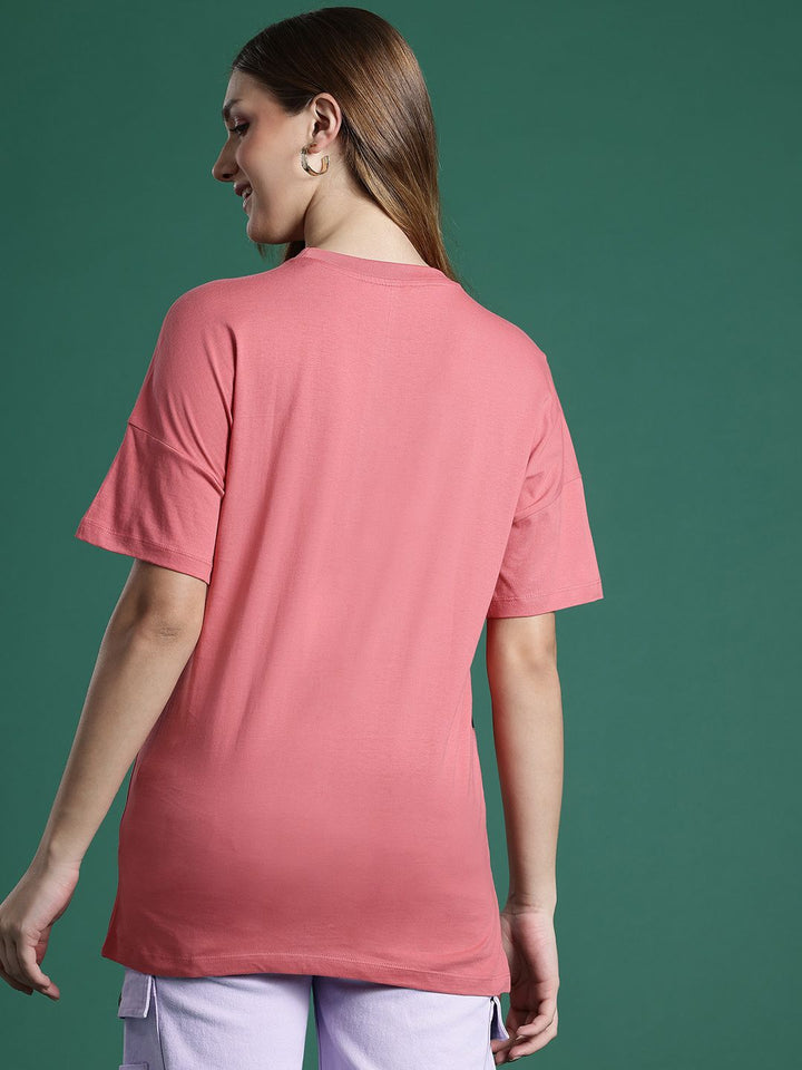 DressBerry Printed Drop-Shoulder Sleeves Pure Cotton Longline T-shirt