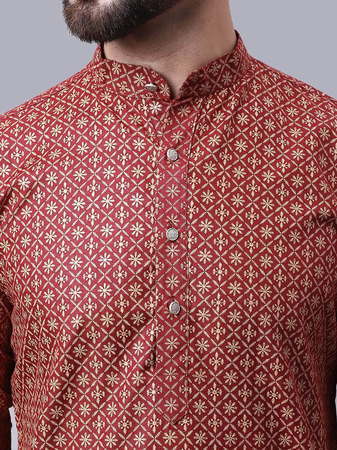 SOJANYA Men Ethnic Motifs Printed Regular Kurta With Pyjamas & Nehru Jacket