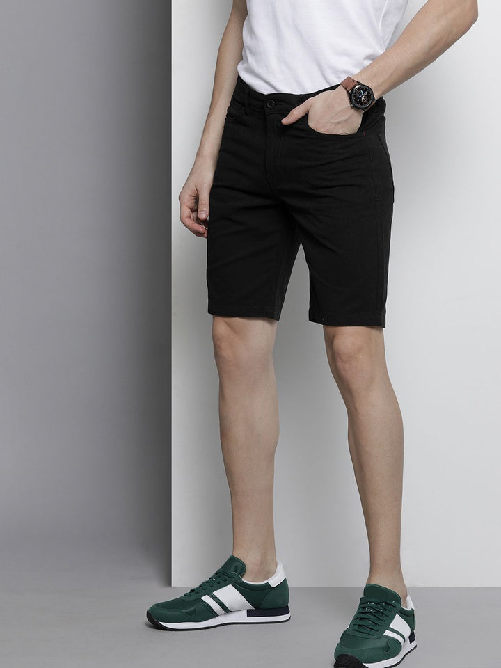 The Indian Garage Co Men Black Slim Fit Chino Shorts