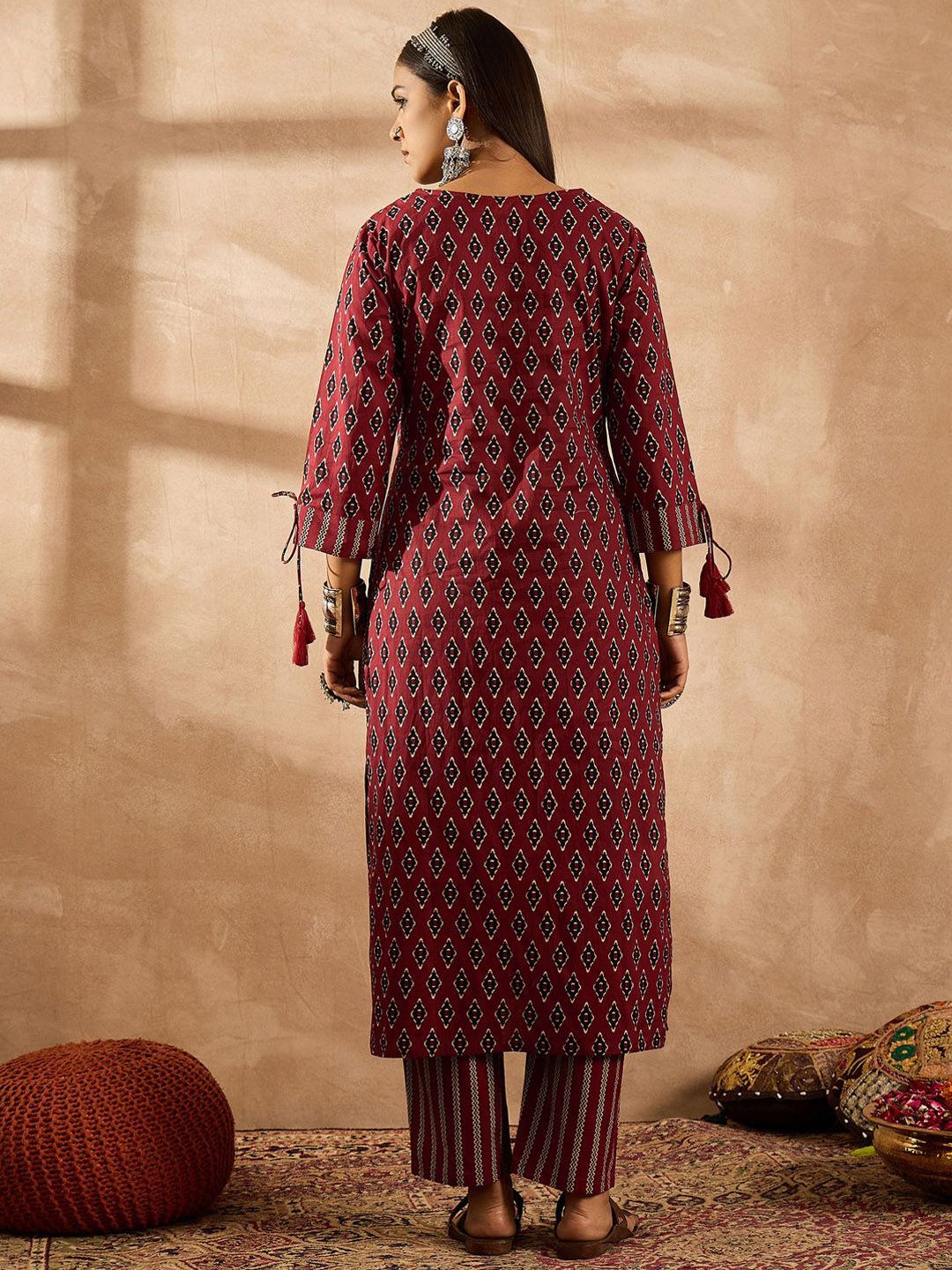 Indo Era Women Ethnic Motifs Printed Regular Pure Cotton Kurta with Palazzos