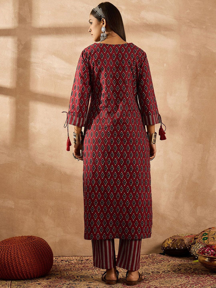 Indo Era Women Ethnic Motifs Printed Regular Pure Cotton Kurta with Palazzos