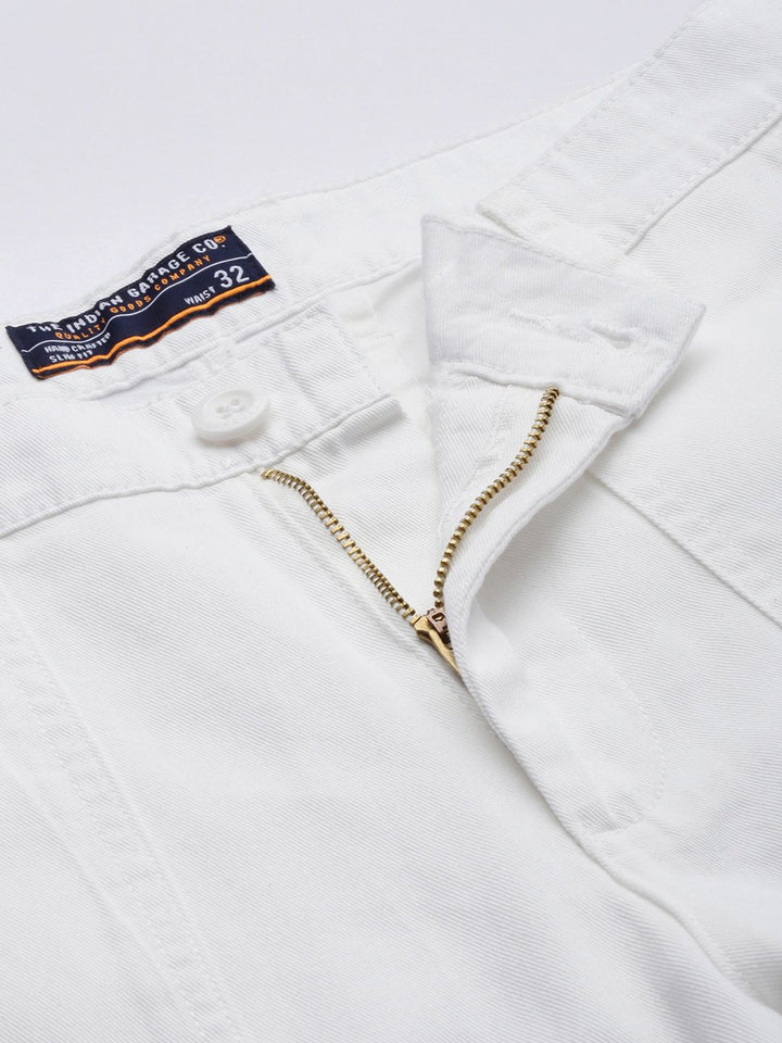 Garage India CO Lelaki putih langsing sesuai dengan Cargo Cotton Pure