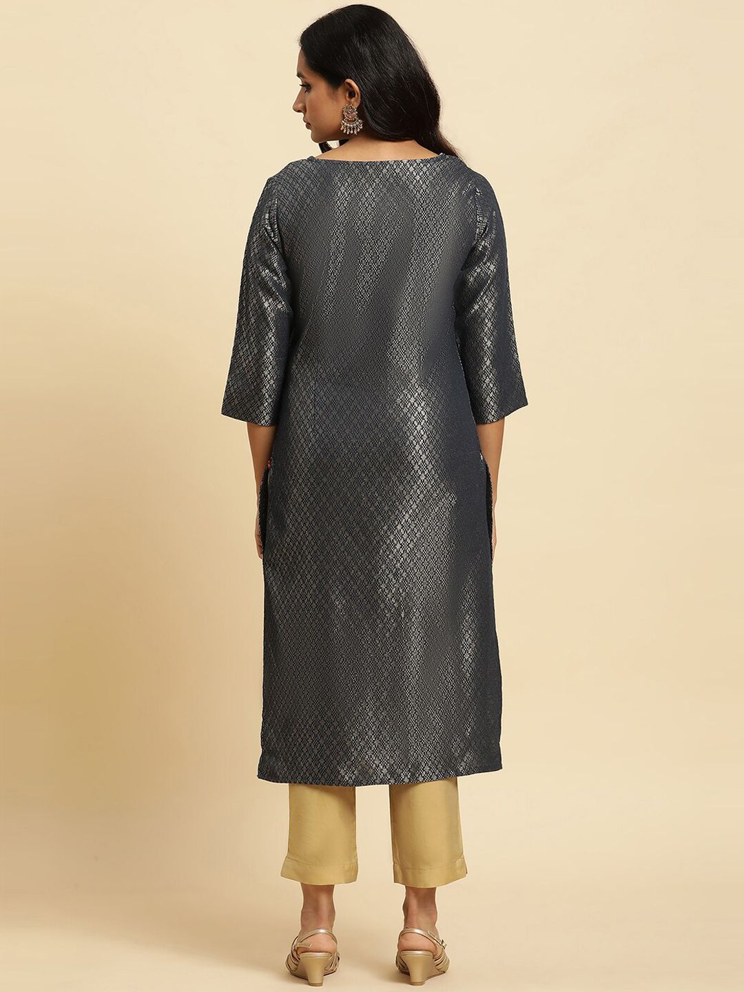 W Ethnic Motifs Woven Design Straight Kurta