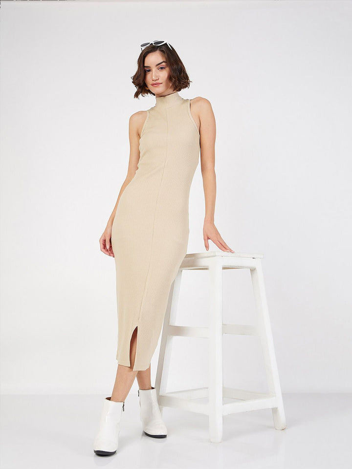 SASSAFRAS High Neck Sheath Midi Dress