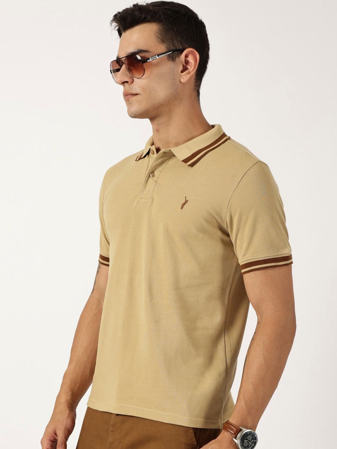 Thomas Scott Men Solid Polo Collar Cotton T-shirt