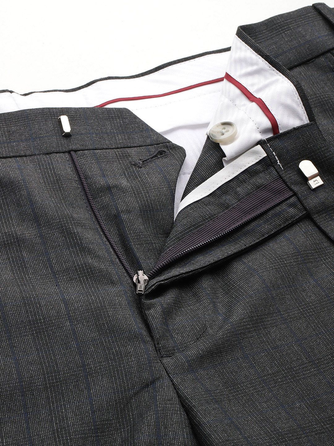 Raymond Men Checked Slim Fit Formal Trousers