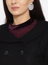 Athena Women Black Solid Longline Overcoat