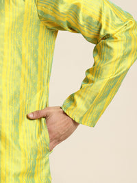 SOJANYA Lelaki Sutera Blend Motif Etnik Sulam Kurta
