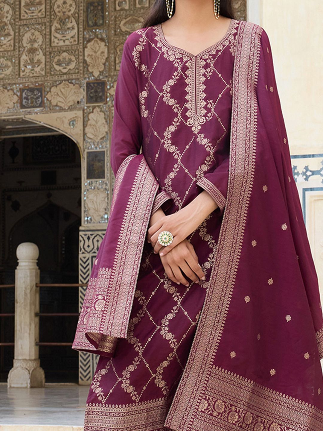 KALINI Women Regular Kurta with Trousers & With Dupatta