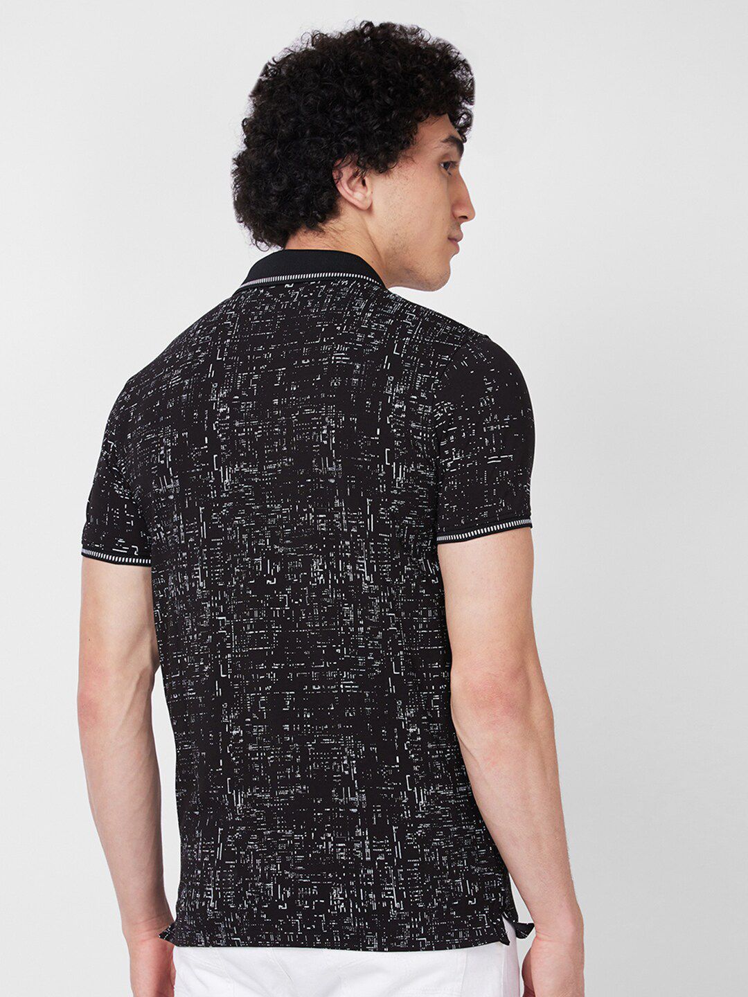 SPYKAR Printed Polo Collar Cotton Slim Fit T-shirt