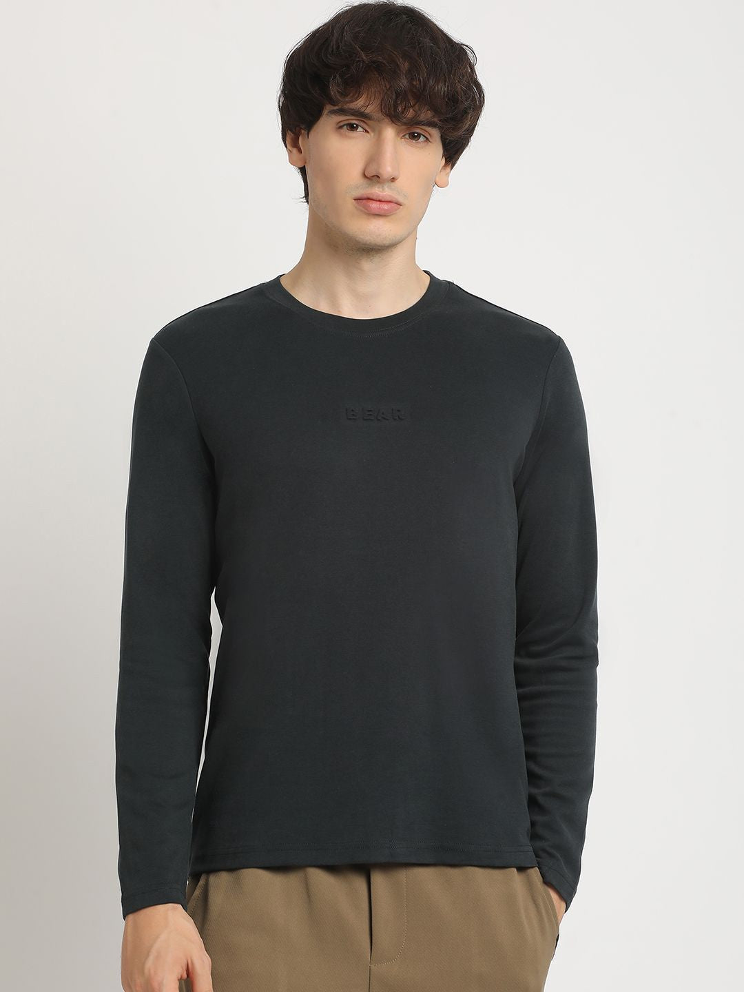 THE BEAR HOUSE Men's Solid Regular Fit Casual T-shirt