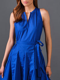 AND Notched Neck Cotton Fit & Flare Dress