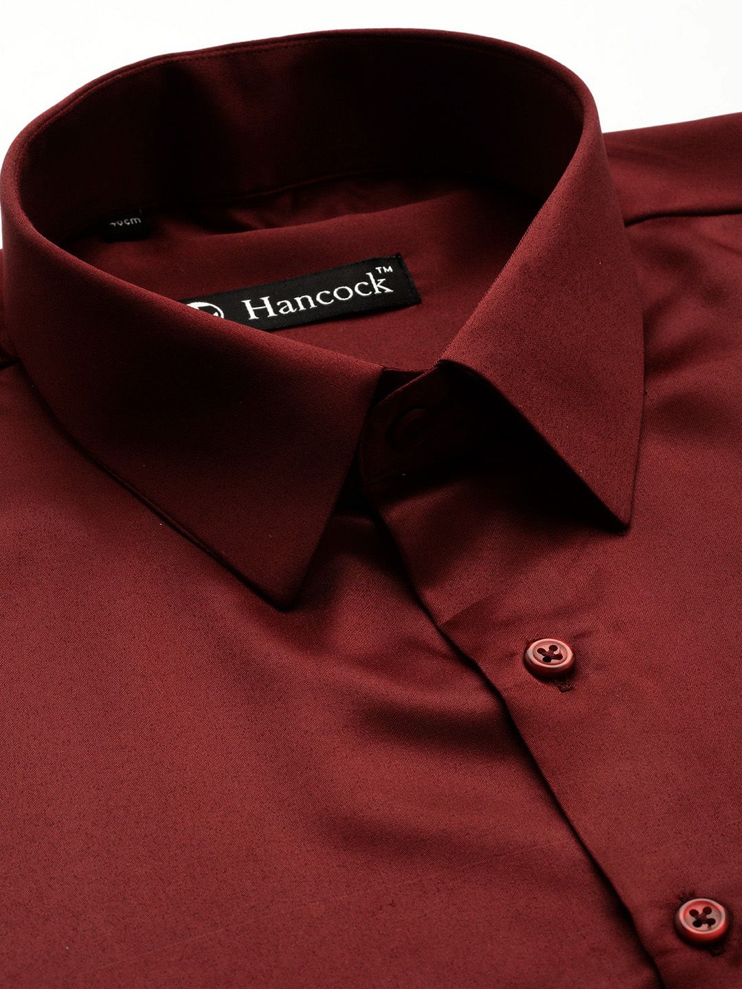Hancock Men Maroon Solid Satin Club Slim Fit Party Shirt