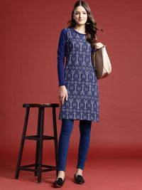 Anouk Geometric Woven Design Winter Kurta