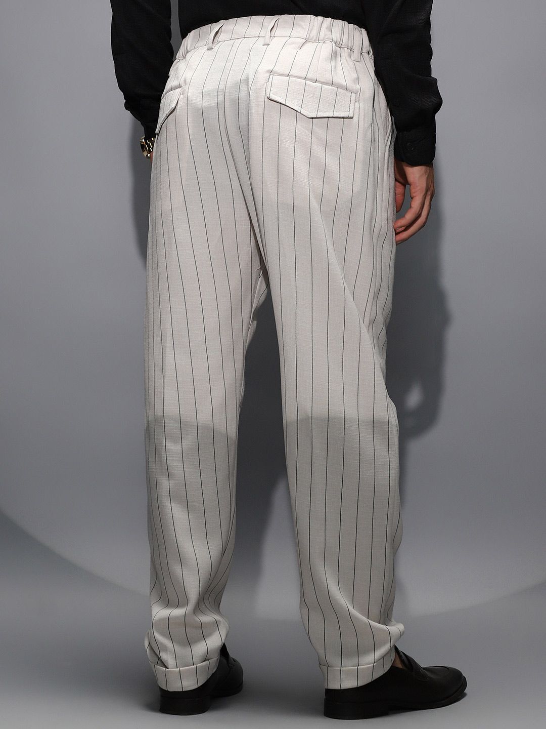 Campus Sutra Men Striped Mid-Rise Comfort Trousers
