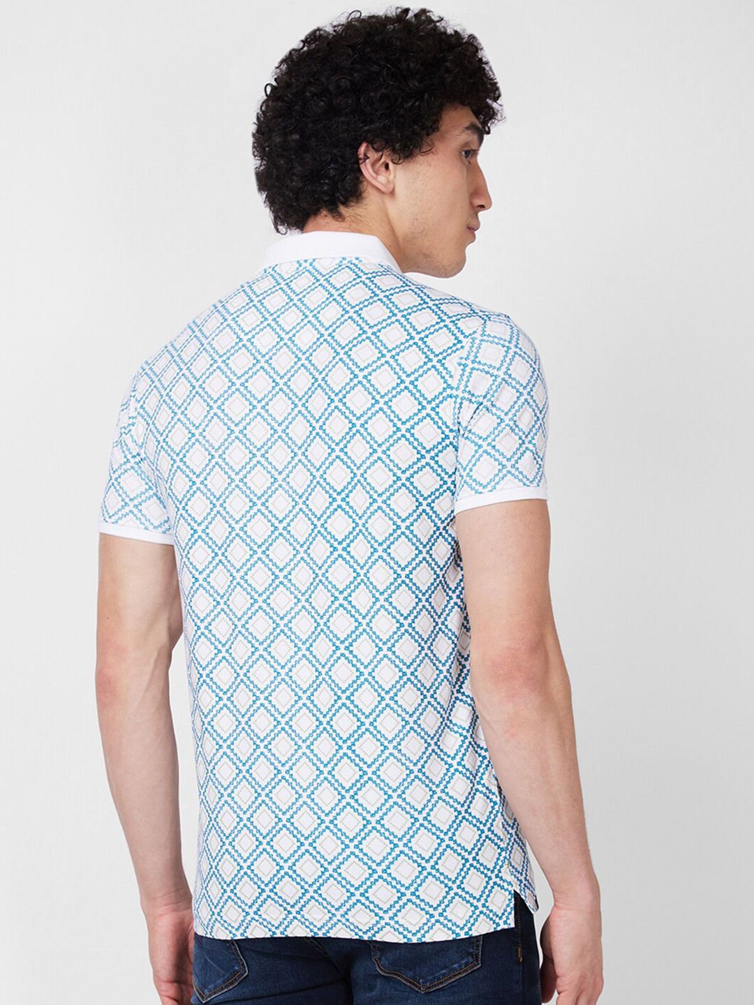 SPYKAR Geometric Printed Polo Collar Slim Fit T-shirt