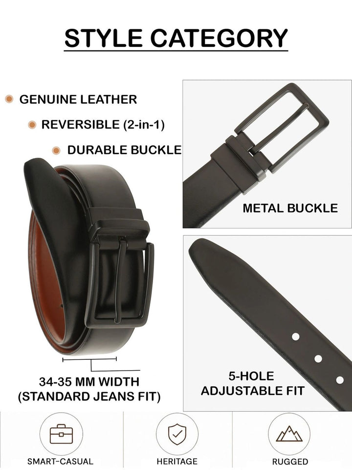 Teakwood Leathers Men Textured Leather Reversible Formal Belt
