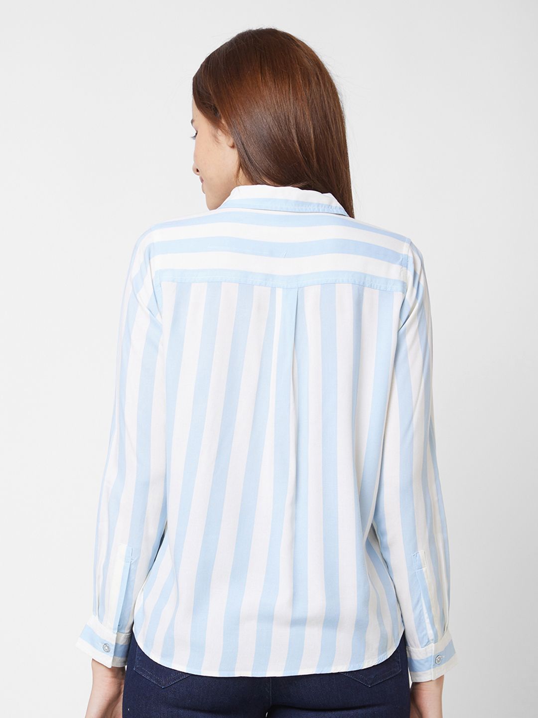 SPYKAR Women Blue Striped Shirt