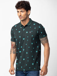SPYKAR Men Floral Printed Polo Collar Slim Fit T-shirt