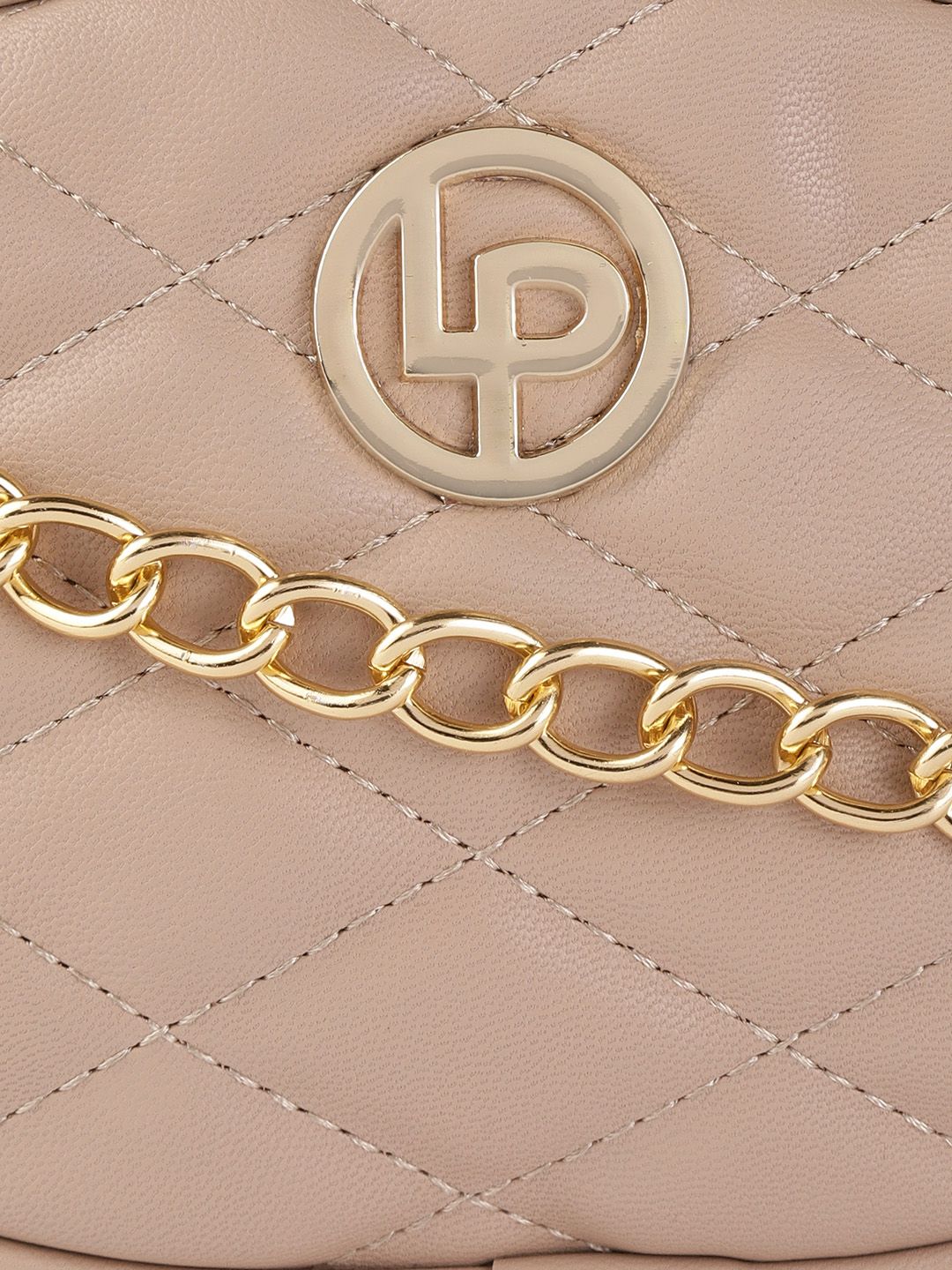 Lino Perros Beige Quilted Sling Bag cum Waist Pouch