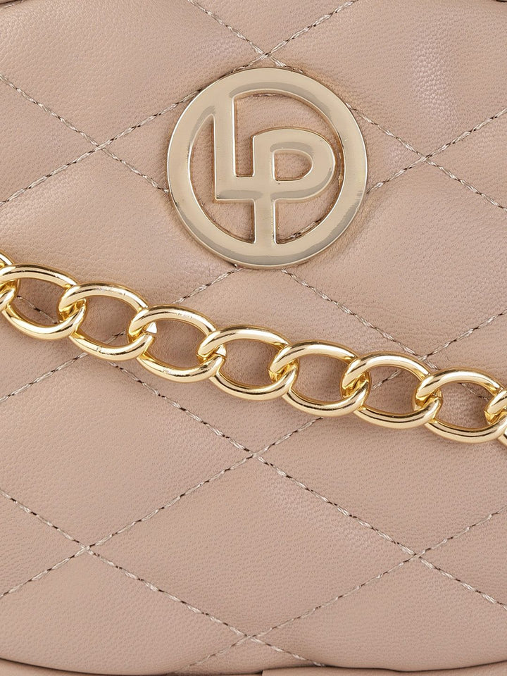 Lino Perros Beige Quilted Sling Bag cum Waist Pouch