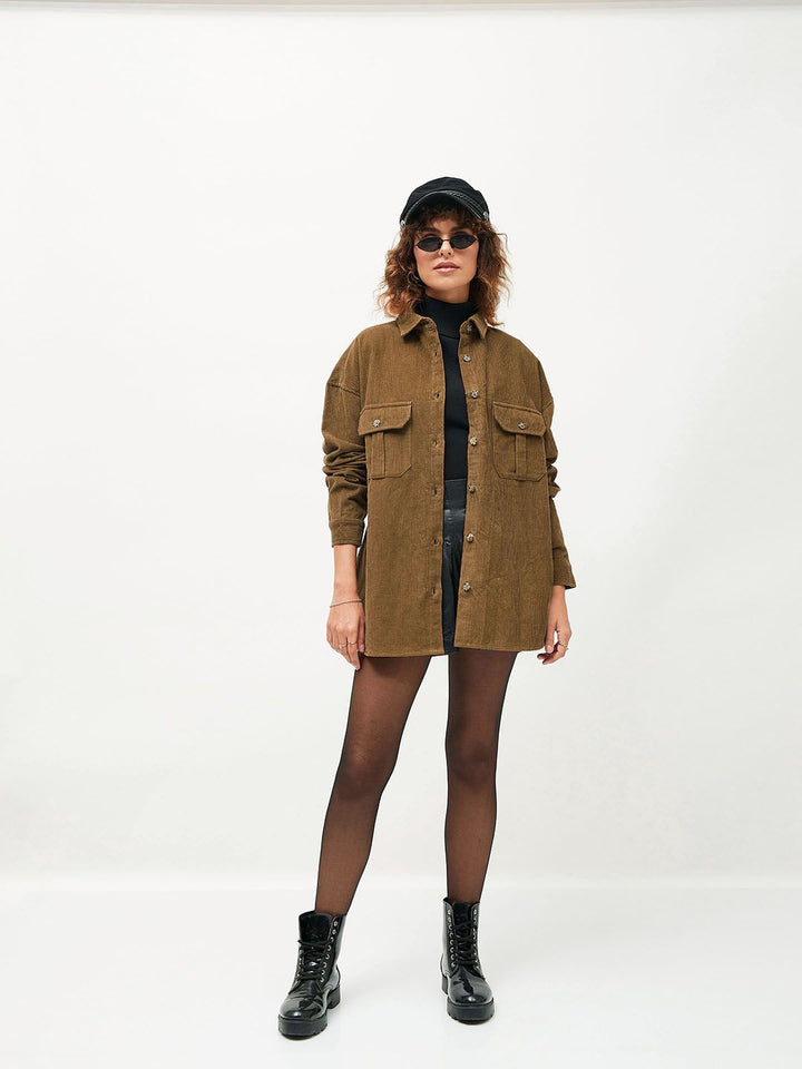 SASSAFRAS Spread Collar Pure Cotton Oversized Shackets
