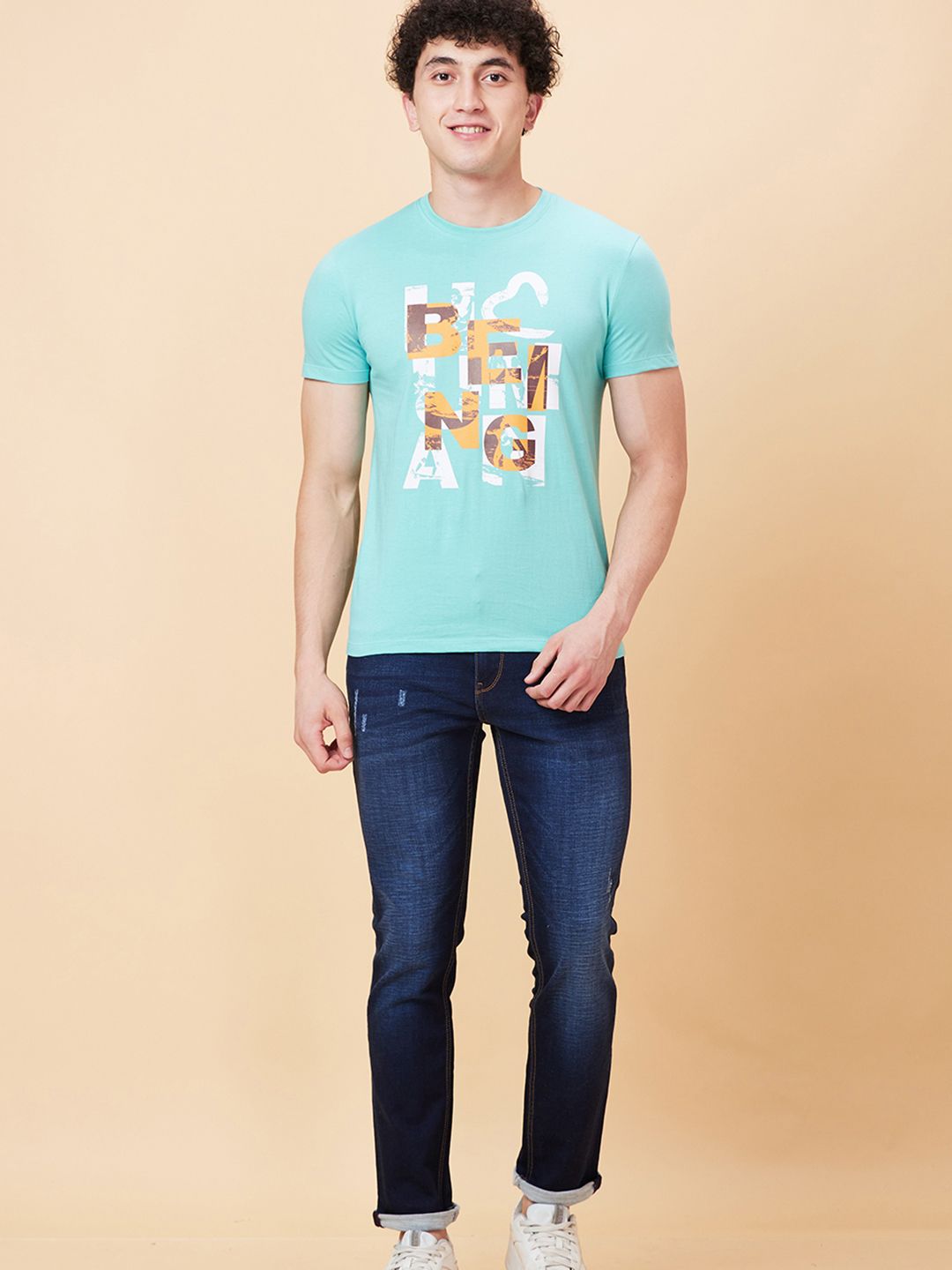 Being Human Men Skinny Fit Low Distress Light Fade Jeans