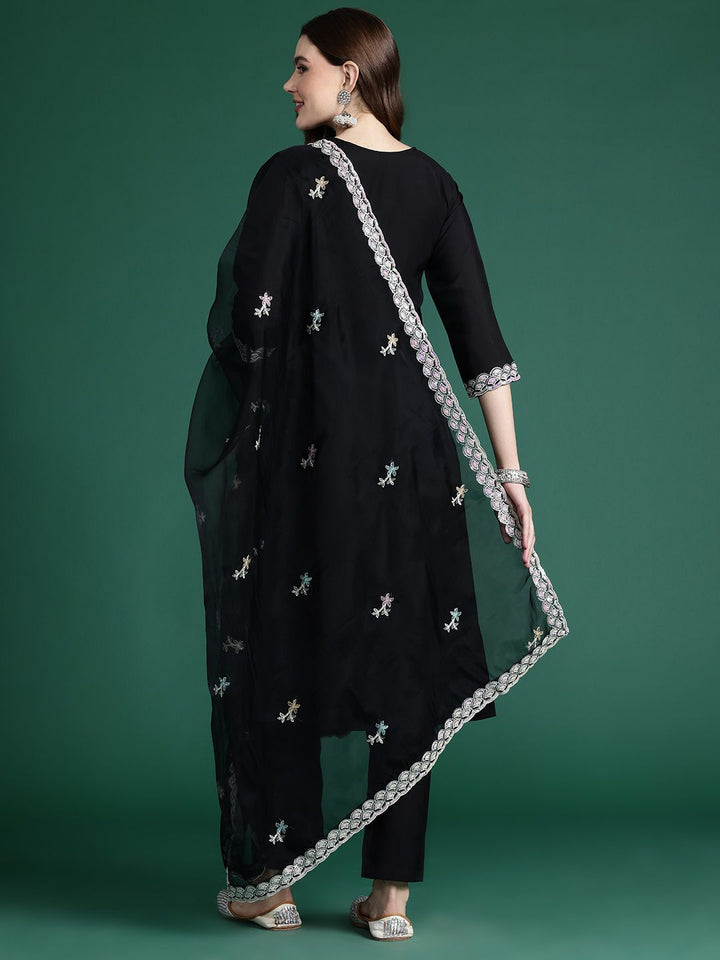 Indo Era Ethnic Motifs Embroidered Sequinned Kurta with Trousers & With Dupatta