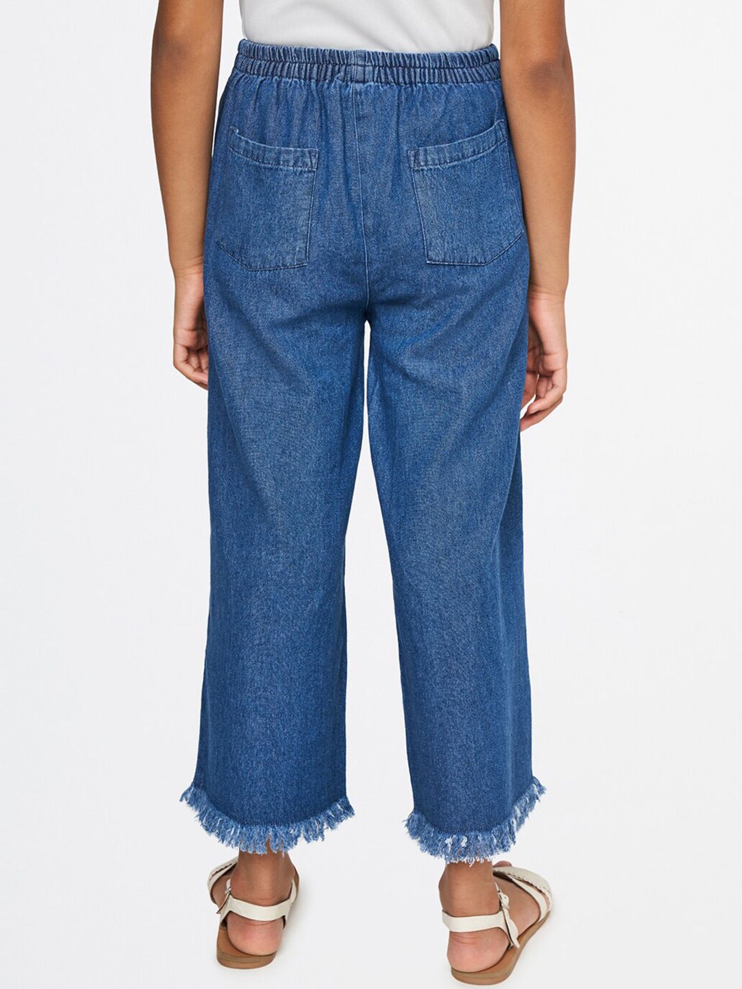 Global Desi Girls Blue Loose Fit Trousers