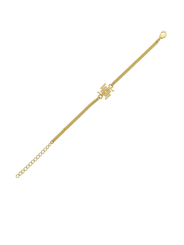 Voylla Gold Toned Auspicious Swastik Bracelet Style Rakhi