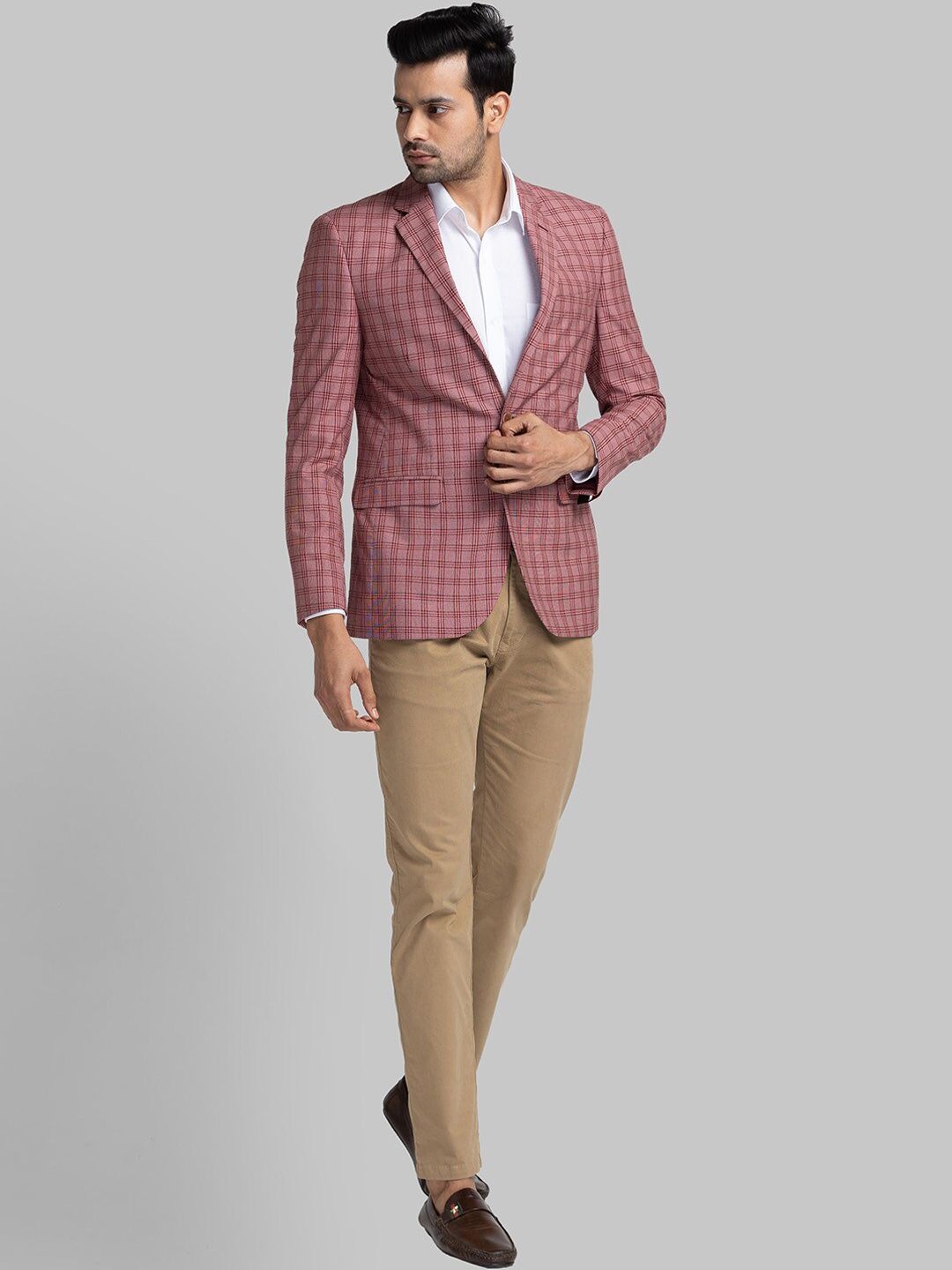 Raymond Checked Contemporary Fit Single-Breasted Blazer