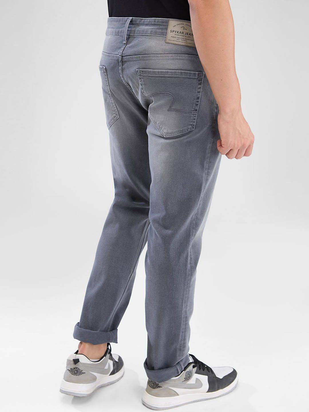 SPYKAR Men Slim Fit Low-Rise Clean Look Heavy Fade Stretchable Jeans