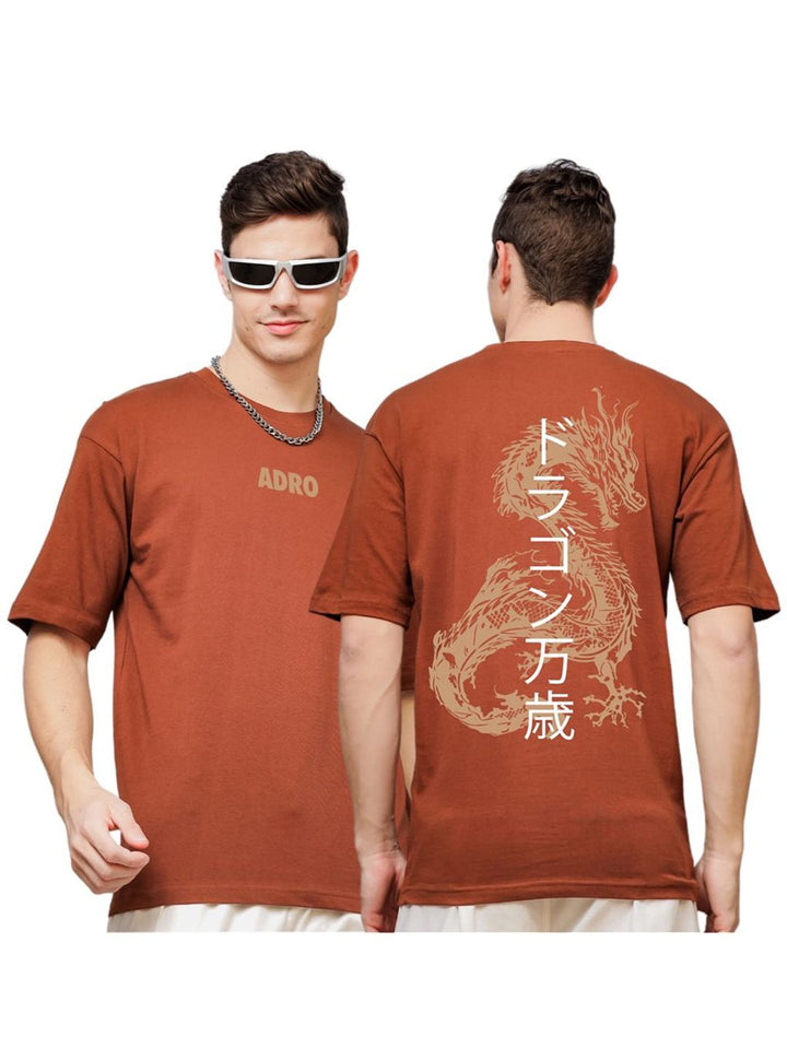 ADRO Men Printed V-Neck Applique T-shirt