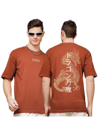 ADRO Men Printed V-Neck Applique T-shirt